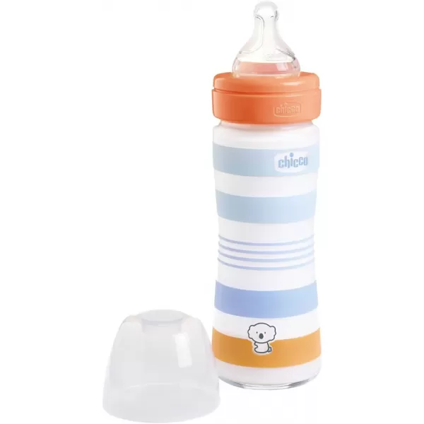 CHICCO Láhev kojenecká sklo Well-being silikon 240ml kluk