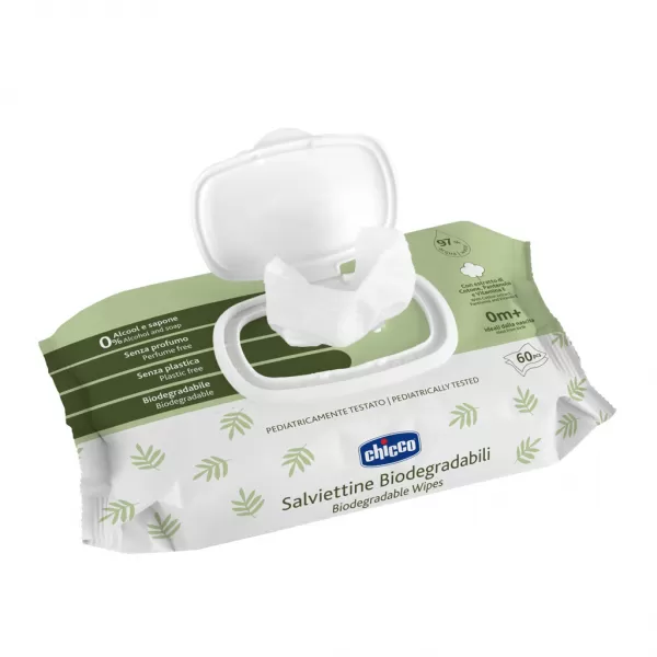 CHICCO Dětské vlhčené ubrousky bez obsahu plastů 60 ks