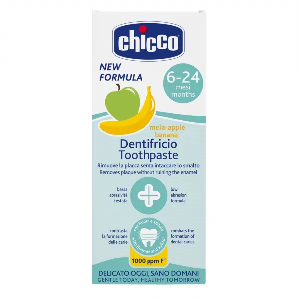 CHICCO Pasta zubní Jablko-banán s fluórem 50ml, 6-24m