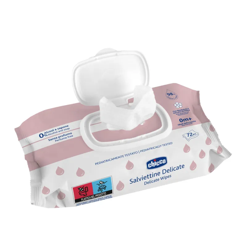 CHICCO Dětské vlhčené ubrousky Delicate s heřmánkem 72 ks