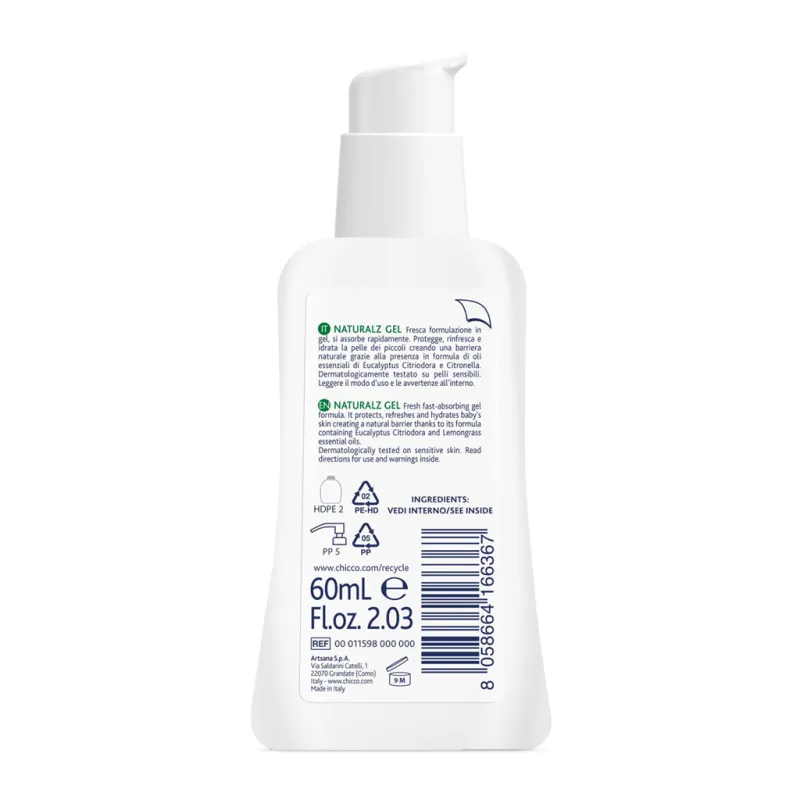 CHICCO Gel proti komárům ochranný a osvěžující 97% přírodních složek 60ml, 2m+