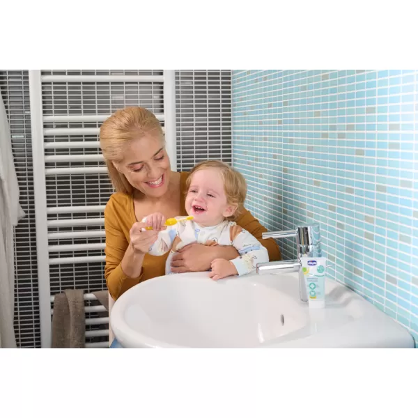 CHICCO Set zubních kartáčků pro děti Indigo-Mustard 6-36m, 2ks