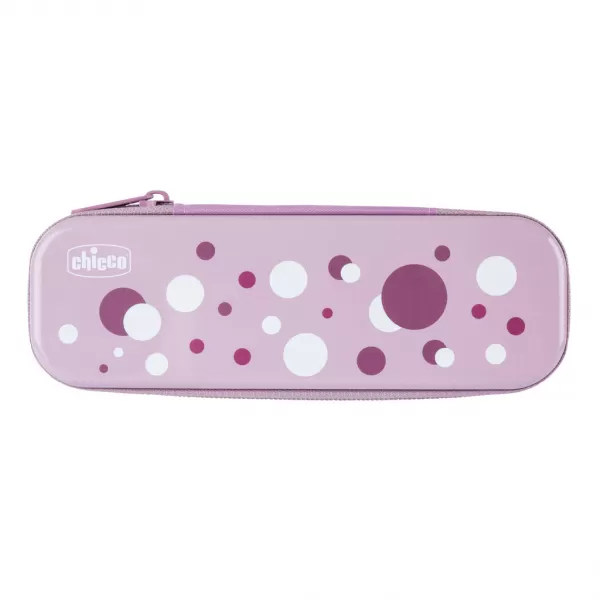 CHICCO Set zubní kartáček a pasta v pouzdře Always smiling - lilac, 6m+