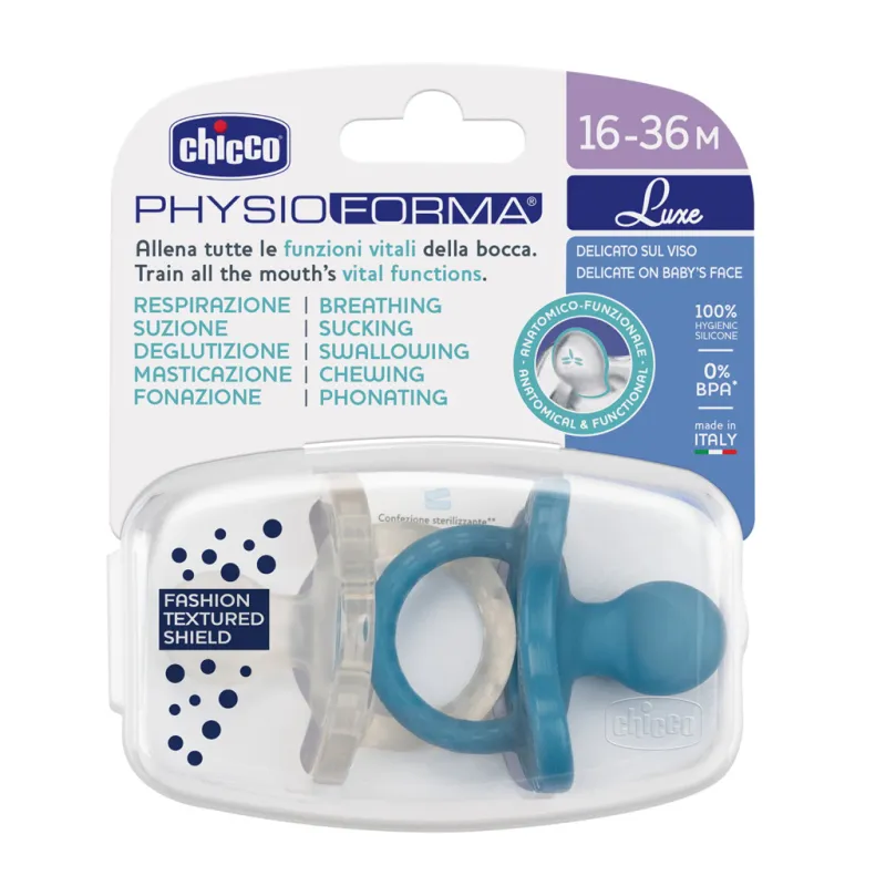 CHICCO Dudlík Physio Luxe green/gray 16-36m, 2ks