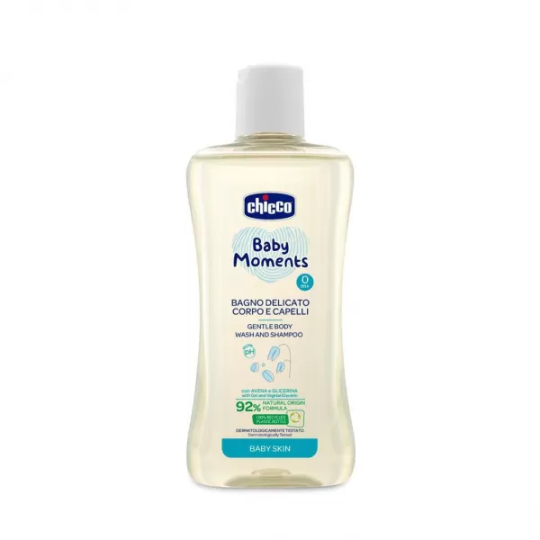 CHICCO Mléko tělové s dávkovačem Baby Moments 500 ml + Šampon Baby Moments 200 ml zdarma