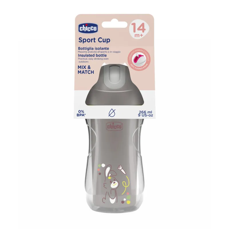 CHICCO Hrneček Sport se slámkou grey, 14m+