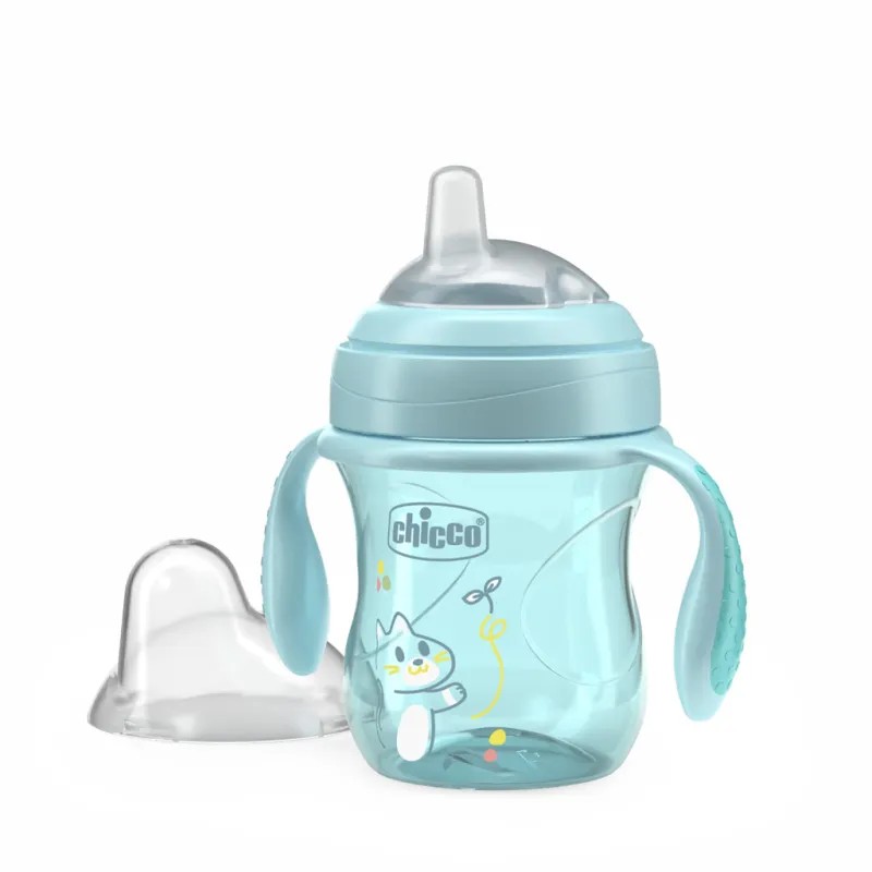 CHICCO Hrneček Transition učicí s držadly teal, 4m+