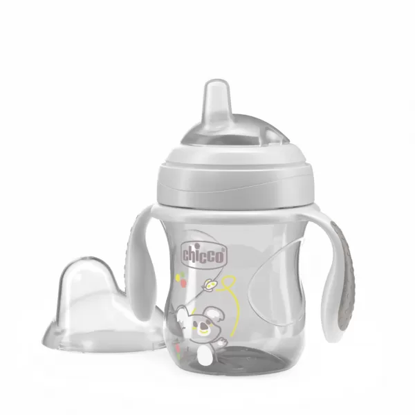 CHICCO Hrneček Transition učicí s držadly grey, 4m+