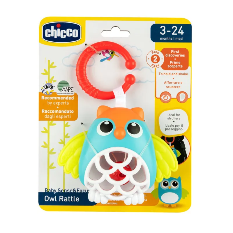 CHICCO Hračka na C kroužku Sova 3m+