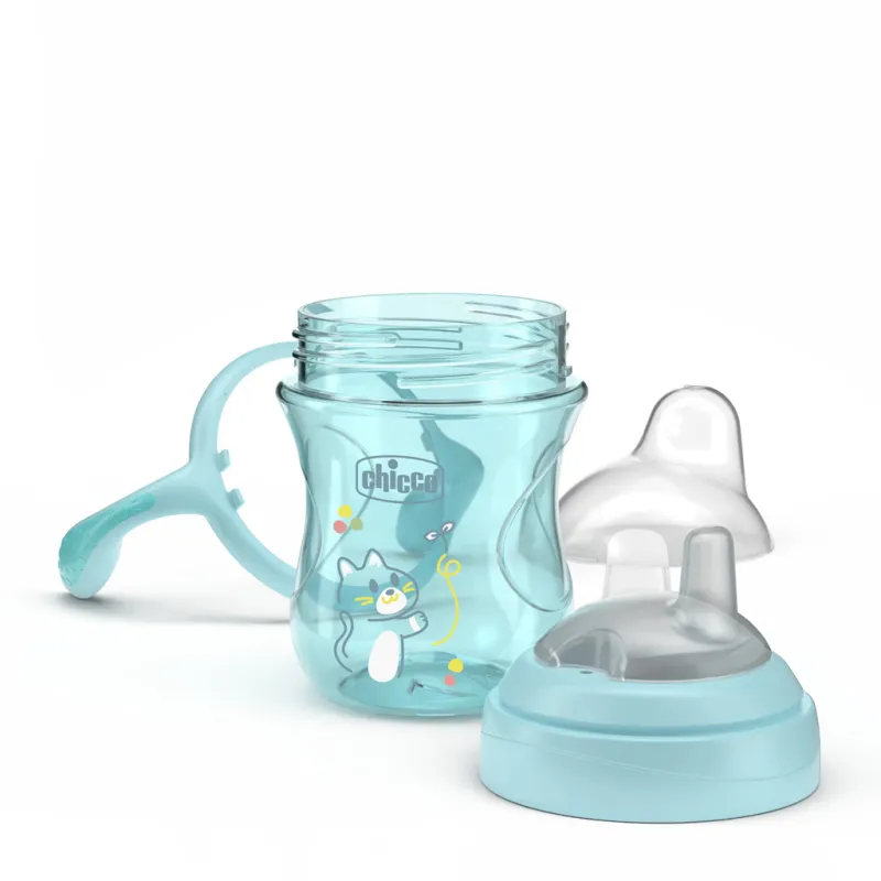 CHICCO Hrneček Transition učicí s držadly teal, 4m+