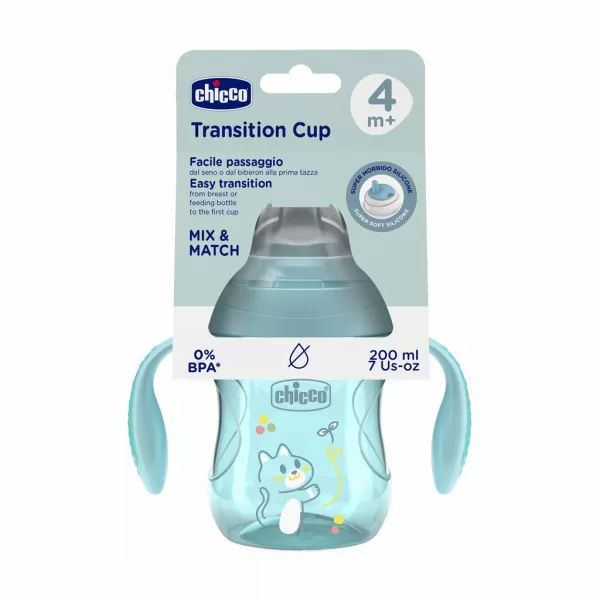 CHICCO Hrneček Transition učicí s držadly teal, 4m+