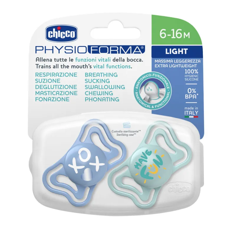 CHICCO Šidítko Physio Light silikonové 6-16m, 2 ks
