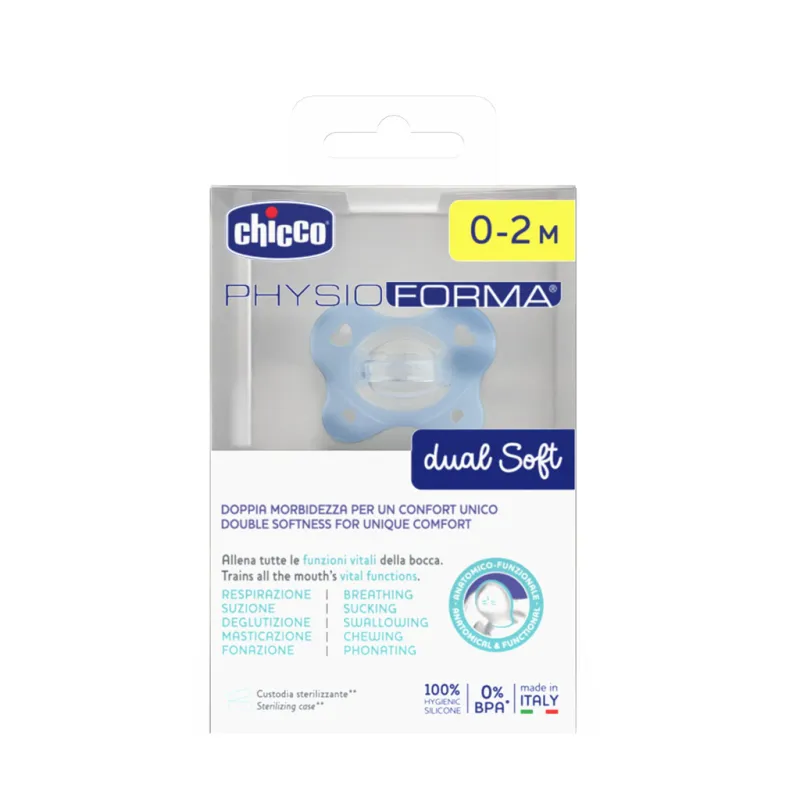CHICCO Dudlík PhysioForma® Dual Soft modrý 0-2m, 1 ks