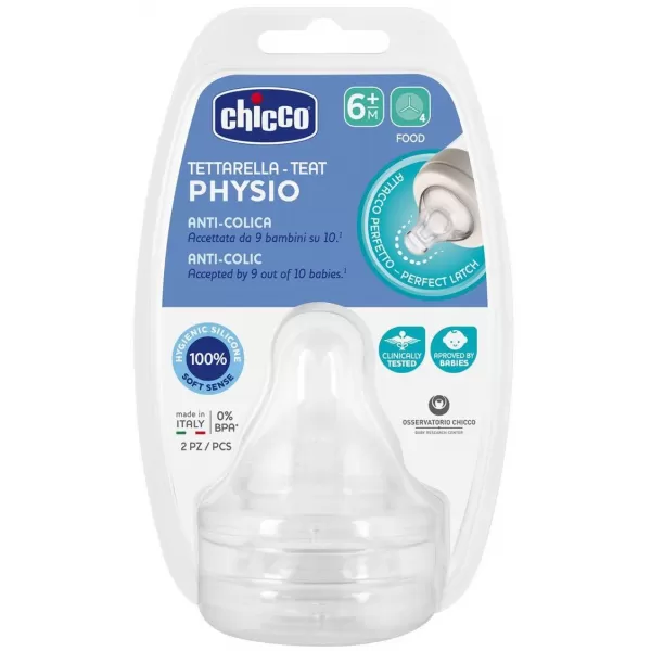 Chicco Dudlík na láhev Perfect 5 silikon, kaše 6 m+, 2 ks