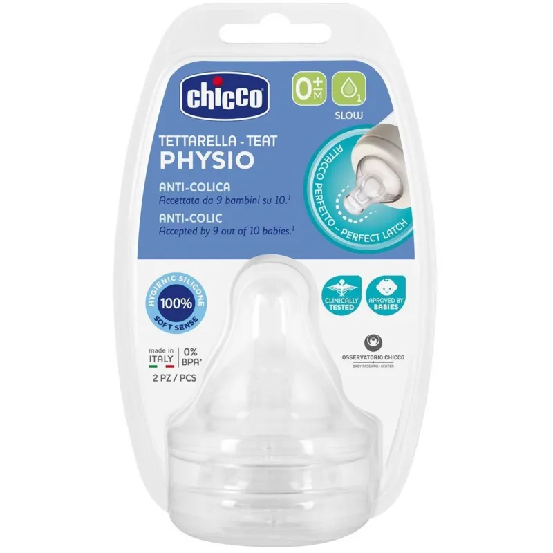 Chicco Dudlík na láhev Perfect 5/Well-Being fyziologický pomalý průtok 2 ks, 6 m +
